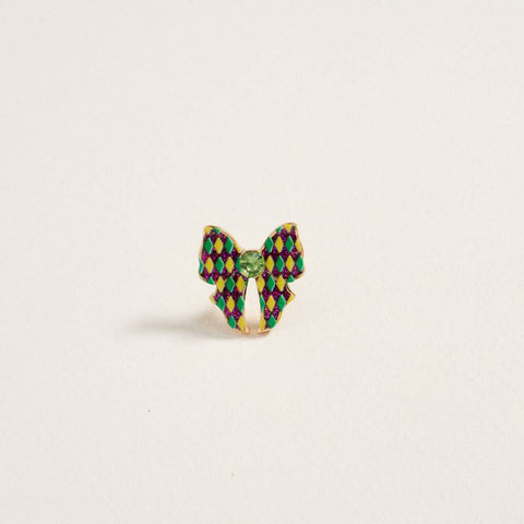 Mardi Gras Enamel Bow Earrings - 318 Art & Frame
