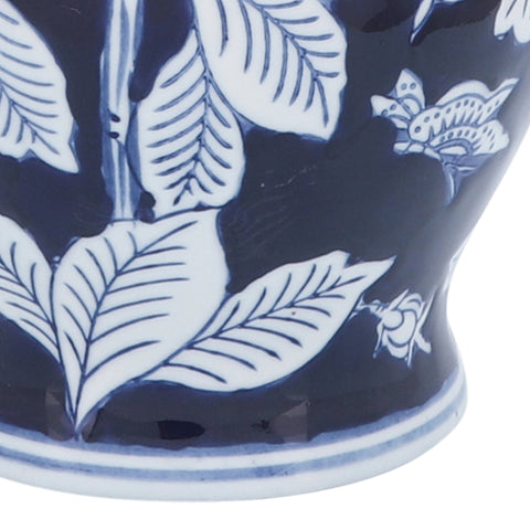Decorative Vase - Blue Ceramic Floral Chinoiserie, 9 in. - 318 Art & Frame