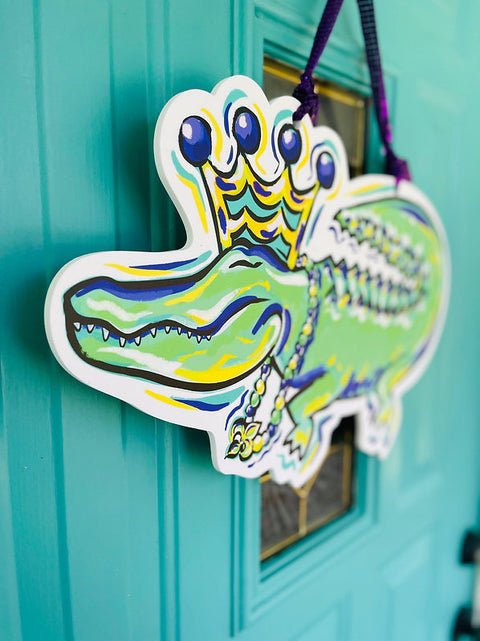 Mardi Gras Allie-Gator Door Hanger