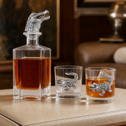 Alligator Decanter Set with Glasses