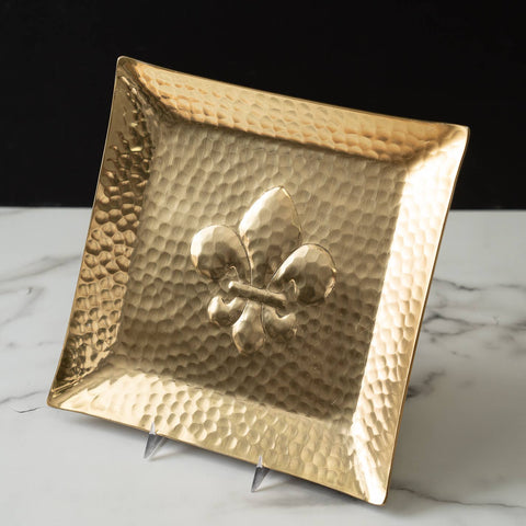 Square Fleur de Lis Hammered Plate