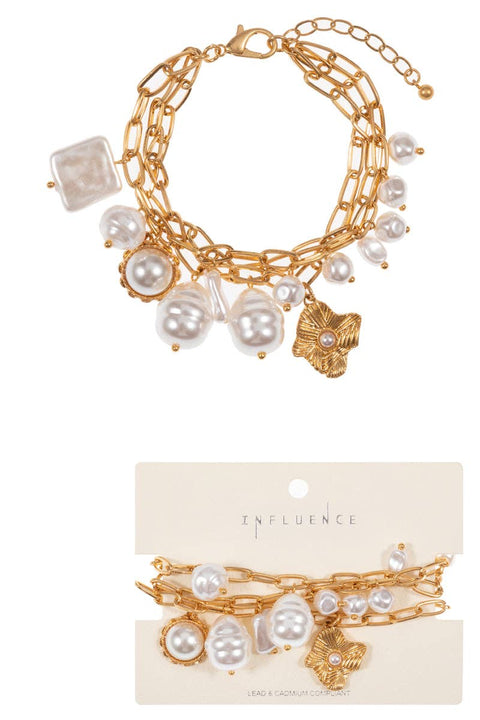 Multi Strands Shaped Vintage Pearl Clasp Bracelet