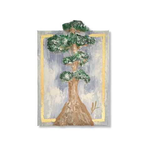 Cypress Tree Paper Mache Art- 6x8