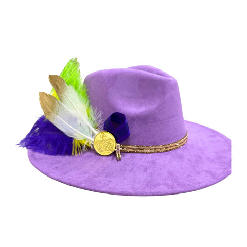 Lavender Mardi Gras Hat with Feathers