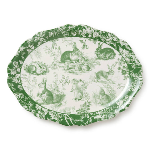 Bunny Garden Toile Oval Platter 16in x 12in - 318 Art & Frame