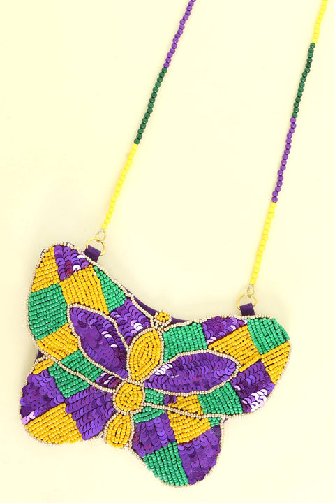 Mardi Gras Butterfly Crossbody Bag