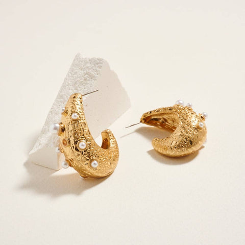 Puffed Teardrop Pearl Hoop Earrings - 318 Art & Frame