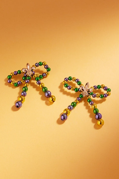 Mardi Gras Bow Post Earrings