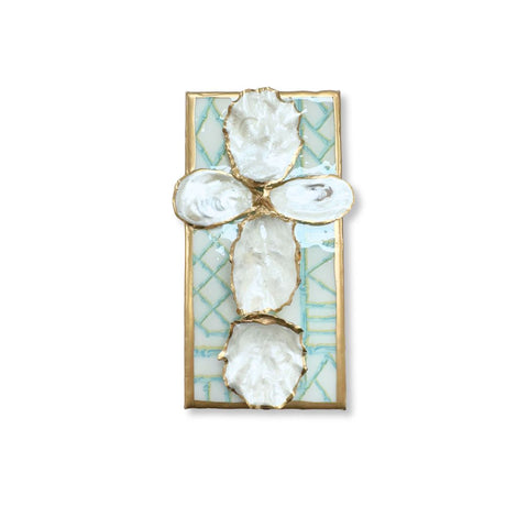 4x8 Oyster Cross- Turquoise Bamboo