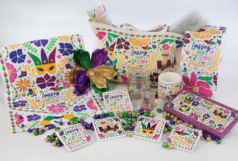 Kitchen Towel - Mardi Gras Flowers