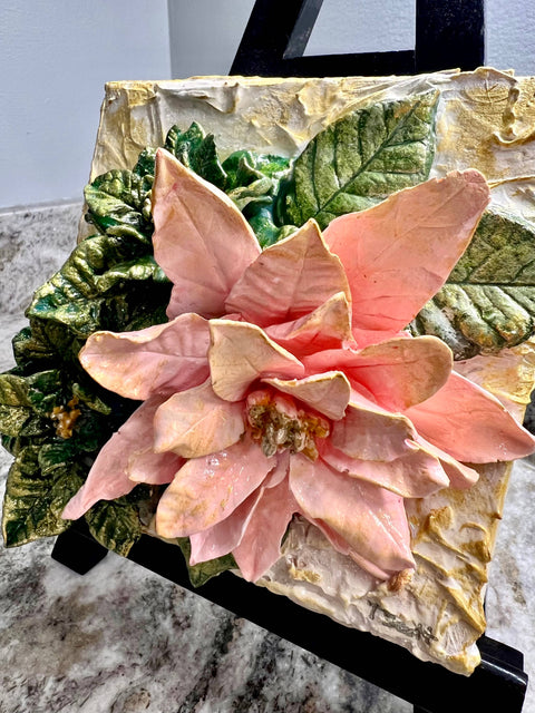 6X6 Christmas Poinsettia & Holly Pink