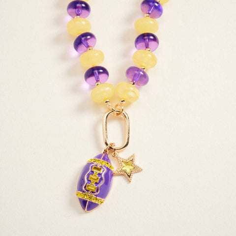 Purple and Gold Football Necklace