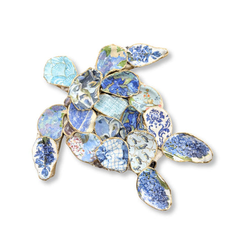 Oyster Turtle- Blue Decoupage
