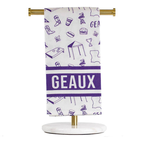 Tailgate Hand Towel   White/Purple   20x28