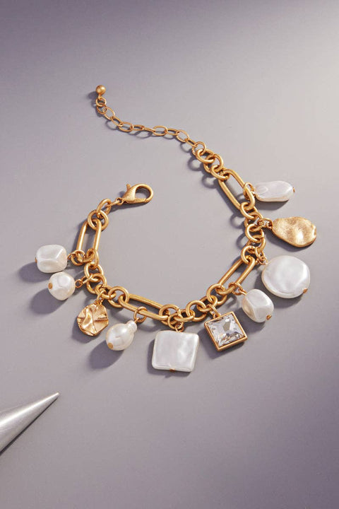 Irregular Shaped Bling Charms Metal Clasp Bracelet
