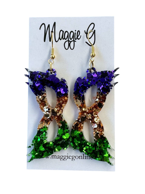 Ombre Mardi Gras Mask Earrings
