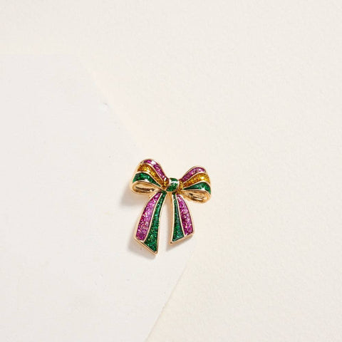 Mardi Gras Glitter Bow Earrings - 318 Art & Frame