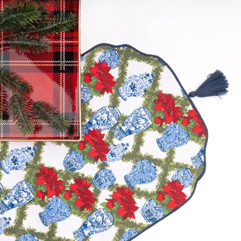 Poinsettias Reversible Tassel Table Runner