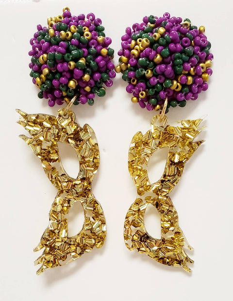 Beaded Mardi Gras Mask Earrings