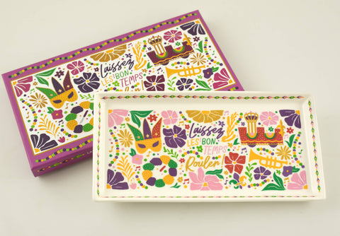 Trinket Tray - Mardi Gras Flowers