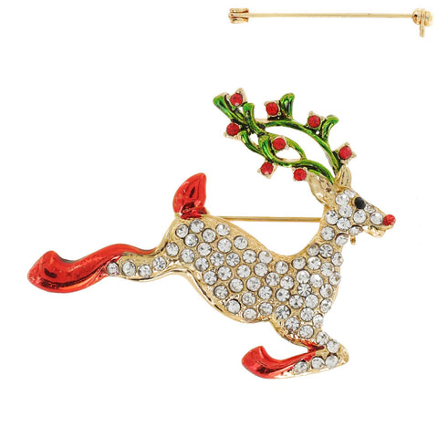 Rudolph Christmas Rhinestone Brooch Pin - 318 Art & Frame