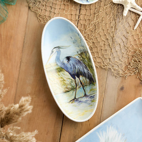 Blue Heron Oval Platter, 19.5" x 8.5" - 318 Art & Frame