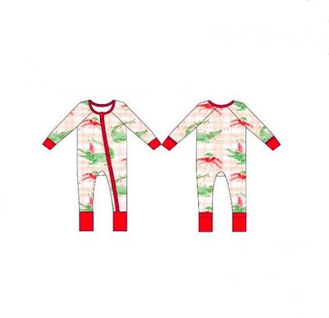 Gator/Crawfish Christmas Zipper Onesie