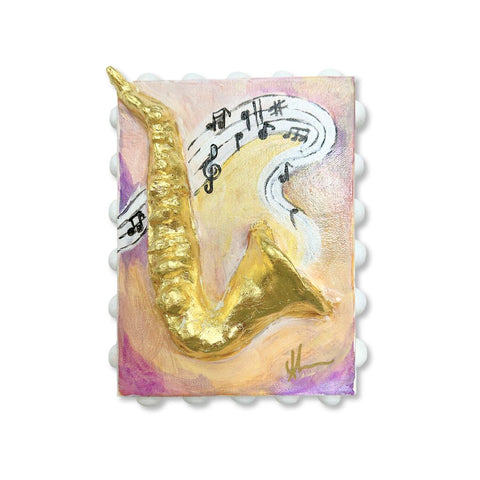 Jazz Sax Paper Mache Art- 6x8