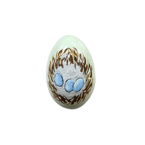 Hand-Painted Egg with Robin's Nest