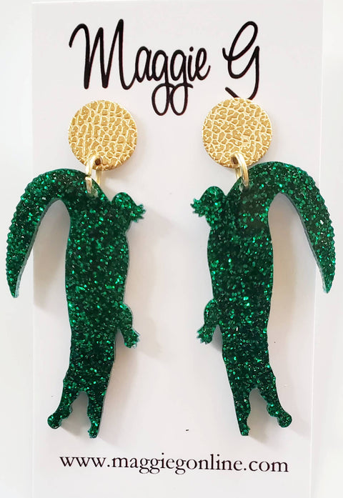 Glitter Alligator Earrings