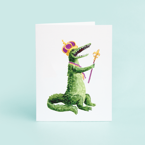 Mardi Gras Alligator Notecard