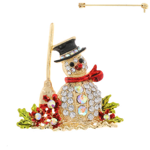 Snowman Rhinestone Jeweled Christmas Brooch Pin - 318 Art & Frame