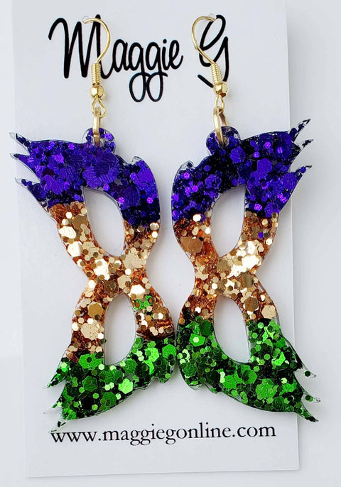 Ombre Mardi Gras Mask Earrings