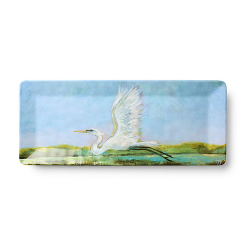 Flying Egret Melamine Rectangular Platter 19" x 8" - 318 Art & Frame