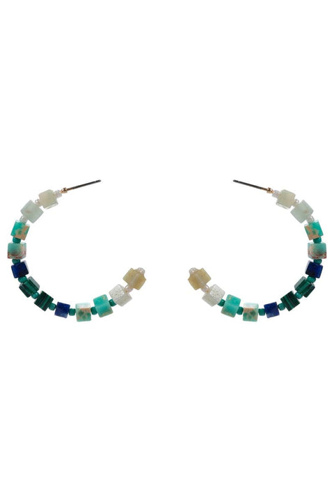 Shoreline Mixed Stone Bead Hoop Earrings