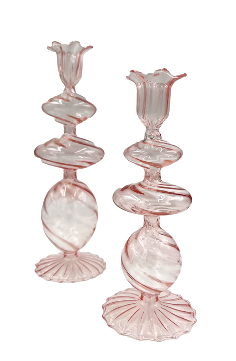 Large Swirl Glass Candlestick