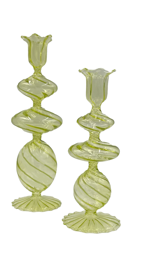 Large Swirl Glass Candlestick