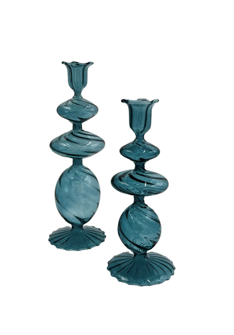 Medium Swirl Glass Candlestick