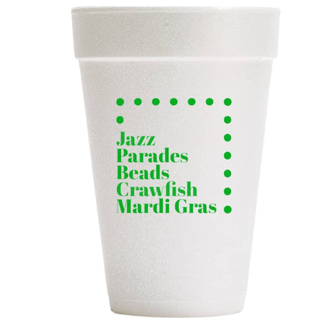 Jazz Parades Beads - Set of 10 Foam Cups