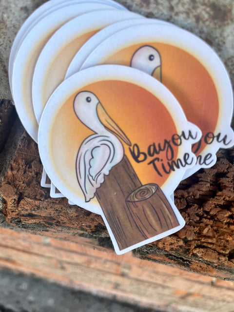 Bayou Time Pelican Sticker