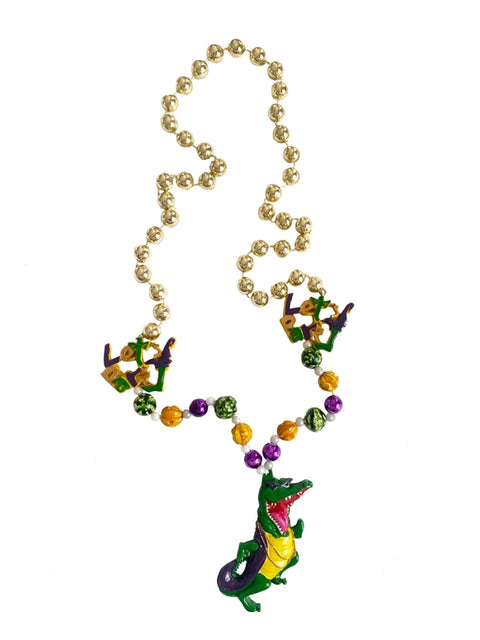 Alligator Lets Party Medallion Gold Beads