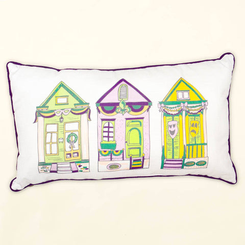 Mardi Gras Parade Houses Lumbar Pillow