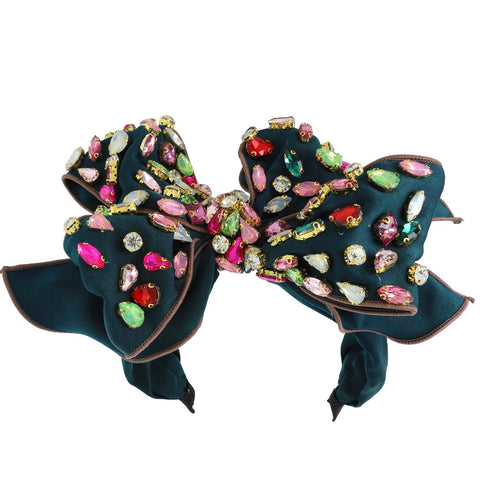 Holiday Gemstone Embellished Large Bow Headband - 318 Art & Frame