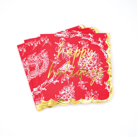 Holiday Toile Paper Beverage Napkins