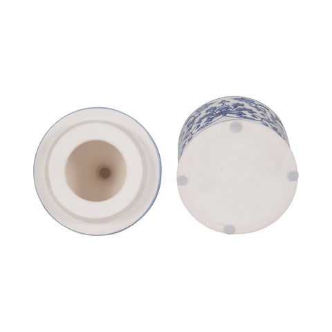 Candle - Blue Ceramic Plumeria Chinoiserie Pagoda, 9 Oz - 318 Art & Frame