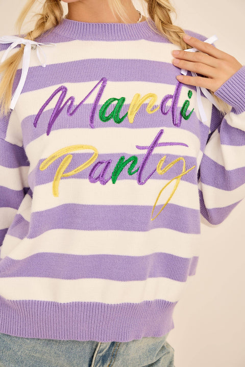 Mardi Party Striped Knit Sweater