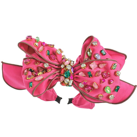 Holiday Gemstone Embellished Large Bow Headband - 318 Art & Frame