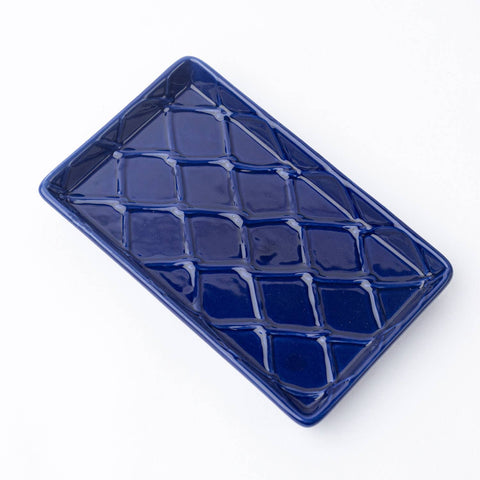 Navy Textured Ceramic Guest Towel Tray, detail - 318 Art & Frame