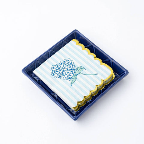 Navy Textured Ceramic Beverage Napkin Tray, angle view - 318 Art & Frame