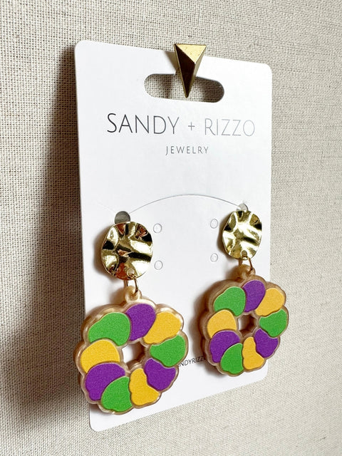 King Cake Dangle Earrings